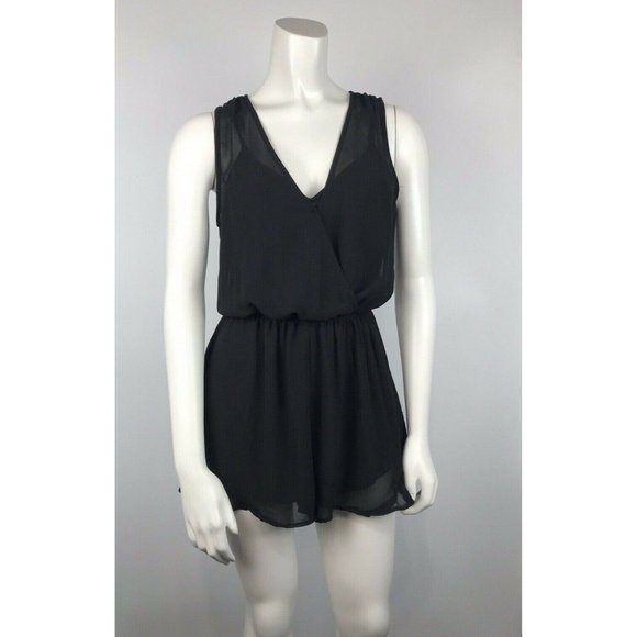 ASTR Romper Surplus Sheer Solid Black Small - Picture 2 of 10
